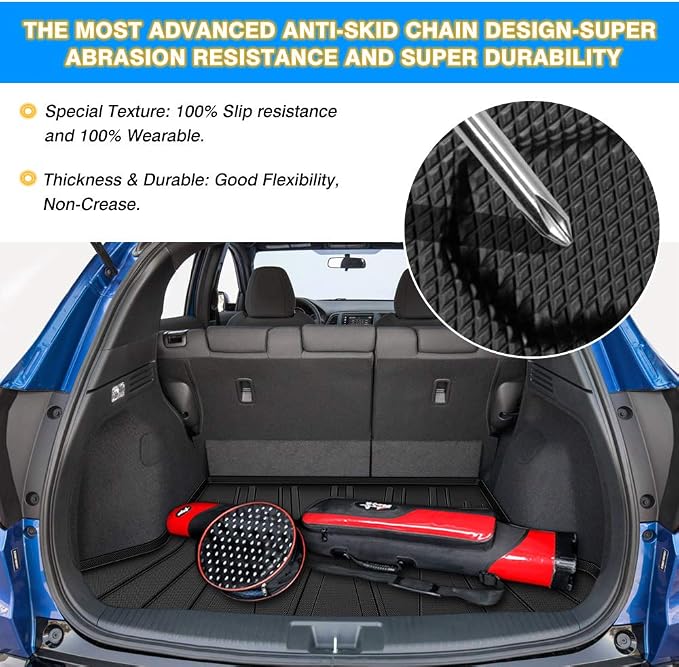 KUST Custom Fit Cargo Mat for Honda HRV 2016-2022, HR-V Accessories Cargo Liner All Weather Trunk Mat, TPE Rubber Mat Non-Slip Black