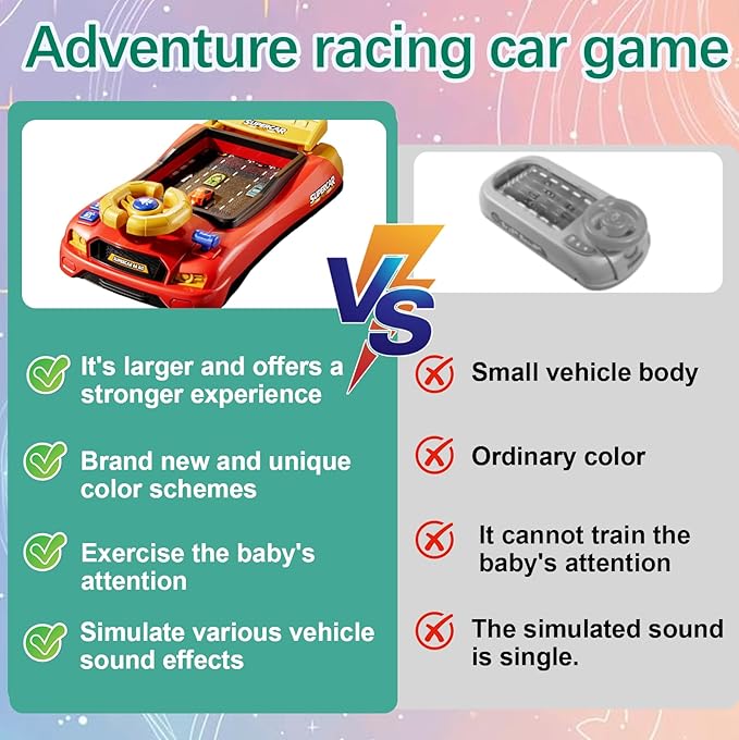 Racing Adventure Car Steering Wheel with 12 Music, Toddler Simulated Driving Racing Car Game with Reality Sound, Musical Steering Wheel Toys for Boys Girls Over 3 Years