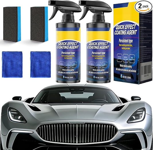 2 Pack Quick Effect Coating Agent for Car - 2026 Upgrade Car Coating Spray, Scratch Repair, Oil Film Removal,Helps Refresh Exterior Gloss & Reduce Surface Buildup (Blue) (Blue)