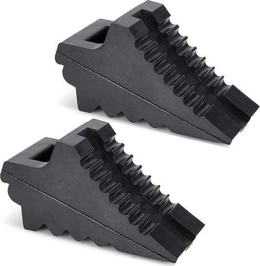 Wheel Chocks for Cars, RVs, Trucks, Trailers, and Vehicles G.V.W. up to 4T, 2 Pack - Anti Slip Bottom Tire Chock for All Weather Use - RV, Travel Trailer, Pop Up Camper Accessory