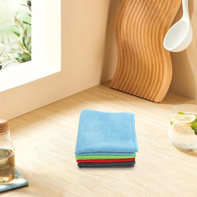 ARTIBETTER Microfiber Cleaning Cloths 24pcs Set, Ultra-Absorbent Dish Towels for Kitchen and Car Detailing, Lint-Free Multipurpose Wipes with Fast Drying for Household and Surface Cleaning