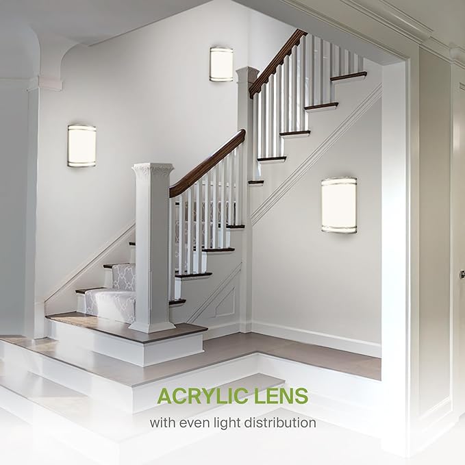 ASD Indoor LED Wall Sconce Lights - 10 Inch 15W Brushed Nickel Modern LED Wall Sconces Hardwired - ETL Dimmable 3000K 4000K 5000K Adjustable Sconce Light Fixture for Bedroom, Hallway, 2 Pack