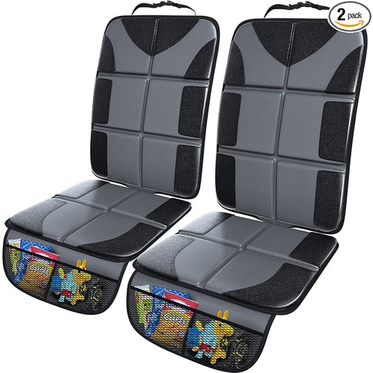 Gimars Car Seat Protectors, 2 Pack XL 5-Layer Thickest EPE Waterproof Protectors with 600D Fabric, Nonslip Backing, Storage Pockets for SUV, Sedan, Truck, Leather Seats (Gray)