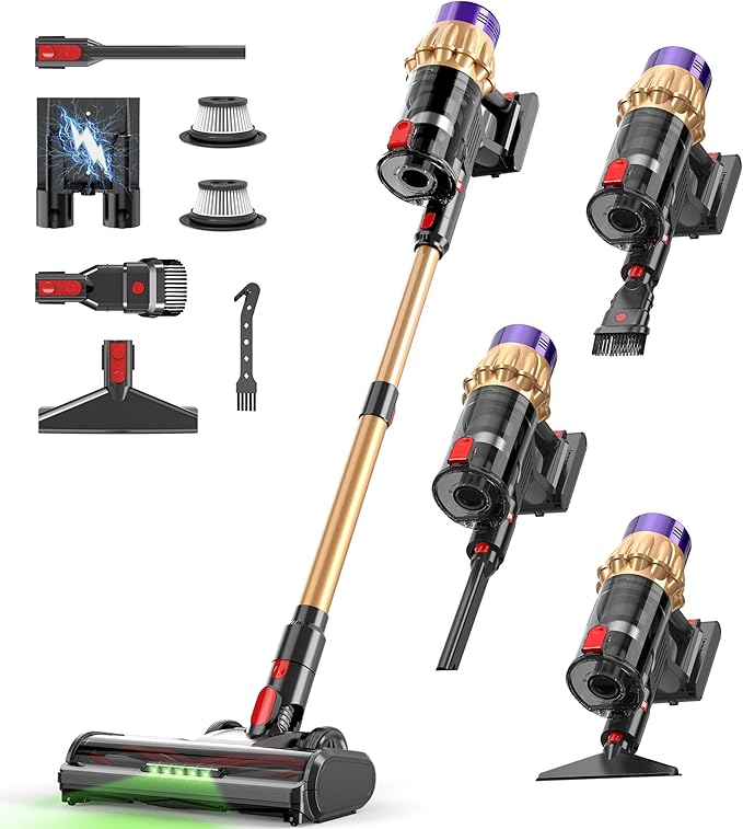 Cordless Vacuum Cleaner, 650W 50KPa 70-Min Runtime Stick Vacuum, Self-Standing Lightweight Vacuum for Pet Hair, Hardwood Floors, Carpet, Stairs & Car, LED Display
