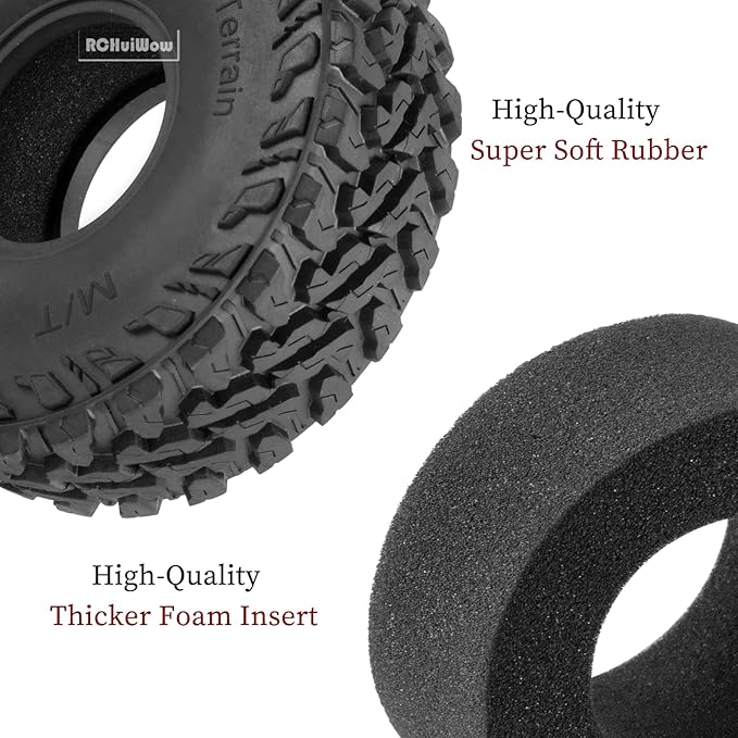 RC Alloy 1.9" Beadlock Wheels and Tires for 1/10 RC Crawler TRX4 SCX10 SCX10 III 90046 D90,1.9 RC Wheels and Tires 1.9 Beadlock Tires RC Rims,4 Packs,Silver