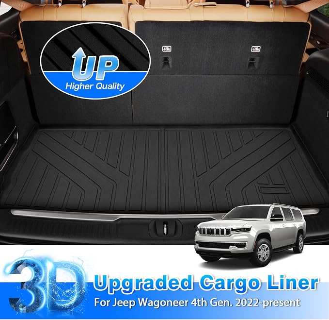 Cartist Cargo Mat for Jeep Wagoneer 2022 2023 2024 2025 2026 Trunk Mat Behind The 3rd Row TPE All Weather Cargo Liner for Wagoneer Accessories Anti-Slip