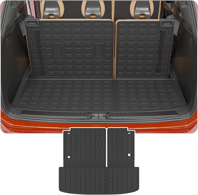 Cargo Mat Compatible with 2022-2025 2026 Nissan Pathfinder Trunk Mat Cargo Liner TPE All Weather Trunk Liner 2024 Pathfinder Accessories (Trunk Mat with Backrest Mat)