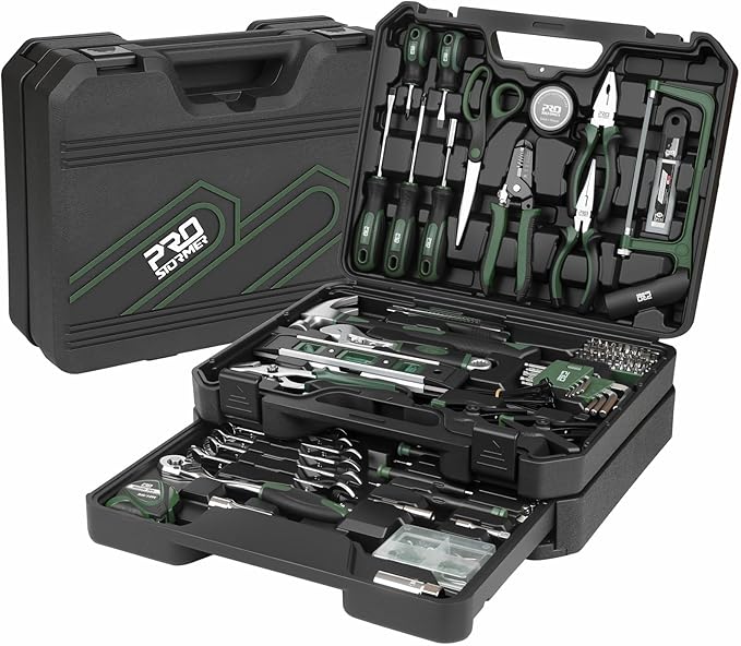 Prostormer 269-Piece Tool Set, Complete Tool Kit for Home, Auto and Mechanics Repair, General Household Hand Tool Box with Drawer for Men & Women (Green)