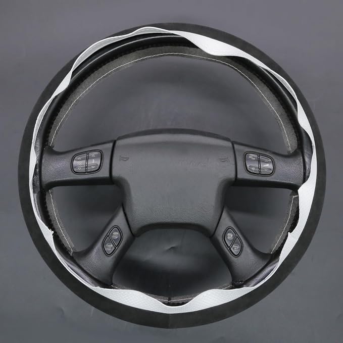 MEWANT Hand Stitched Steering Wheel Cover for Chevy Silverado 1500 2003-2006 9002 Athsuede Faux Leather Steering Wrap