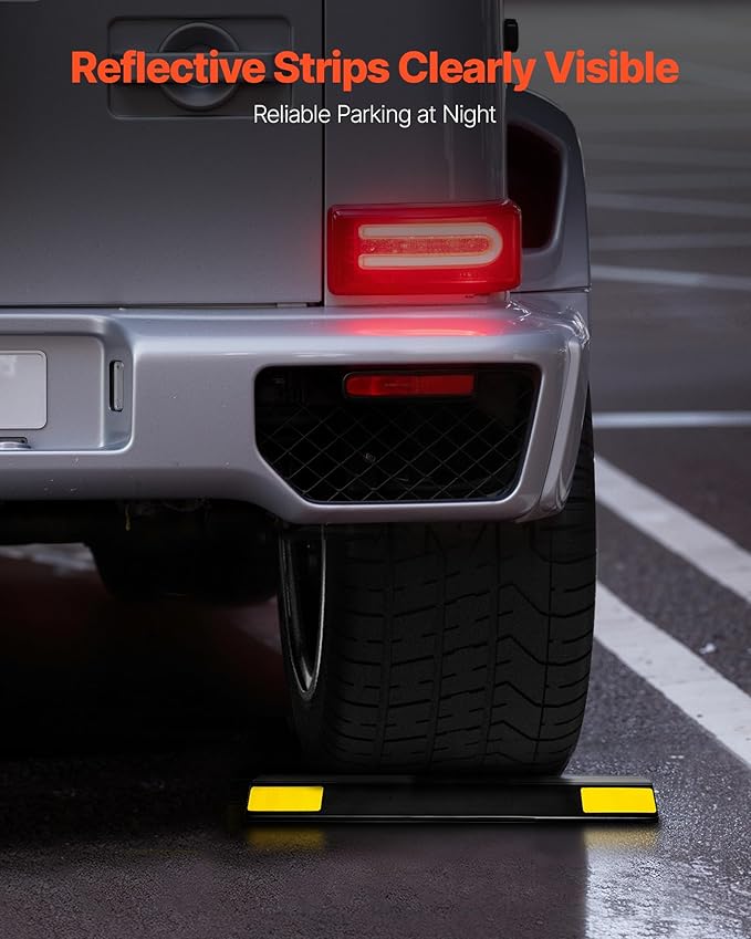 VEVOR Parking Stopper, 18 Inch 2 Pcs Heavy Duty Parking Aid for Garage, PP Curb Garage Floor Stopper with Reflective Strips, Vehicles Gadgets for Cars Vans Trucks Tire Wheel Guide Block Stops Bumpers