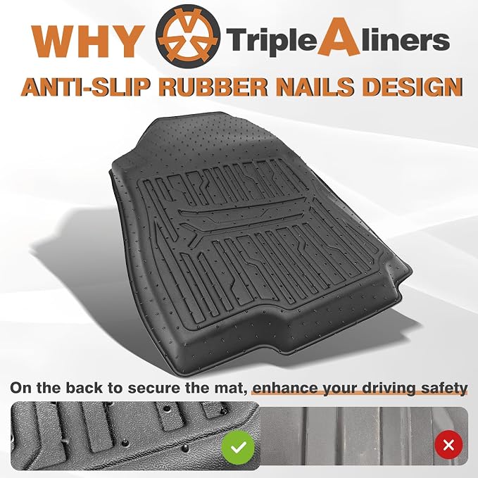 TripleAliners Floor Mats 1st & 2nd Row Compatible with 2025 2026 Subaru Forester Accessories TPE All-Weather Protection Floor Liner Anti Slip (Won't Fit Hybrid)