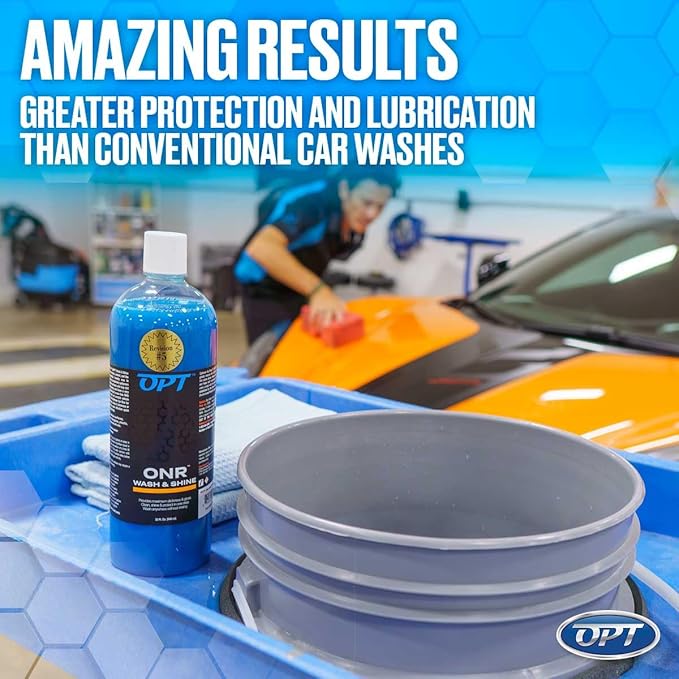 Optimum No Rinse Version 5 (32 Oz) and Big Red Sponge (BRS) Car Cleaning Kit, ONR Rinseless Car Wash and Wash Sponge for Washing and Auto Detailing