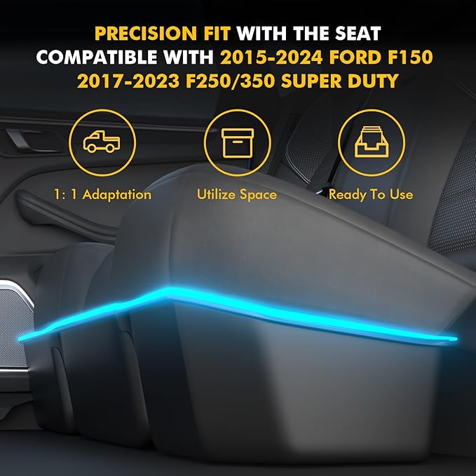 MIKKUPPA Under Seat Storage Box - Compatible with 2015-2024 Ford F150 SuperCrew Cab & Crew Cab; 2017-2023 F250 F350 F450 F550 Super Duty - Upgraded Detachable Rear Underseat Organizer