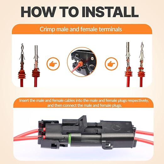476Pcs 37 Kits Waterproof Automotive Electrical Connectors 1/2/3/4/6 Male&Female Automotive Replacement Electrical Accessories 22-14AWG with Ratchet Crimping Tool
