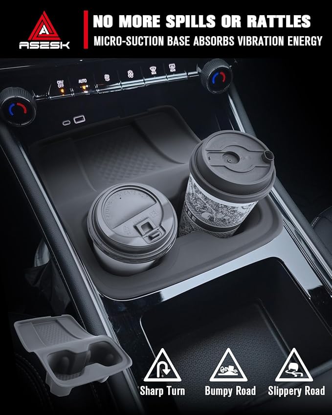 for 2024-2026 Chevy Traverse 2-in-1 Cup Holder Insert&Wireless Charging Mat TPE Materials
