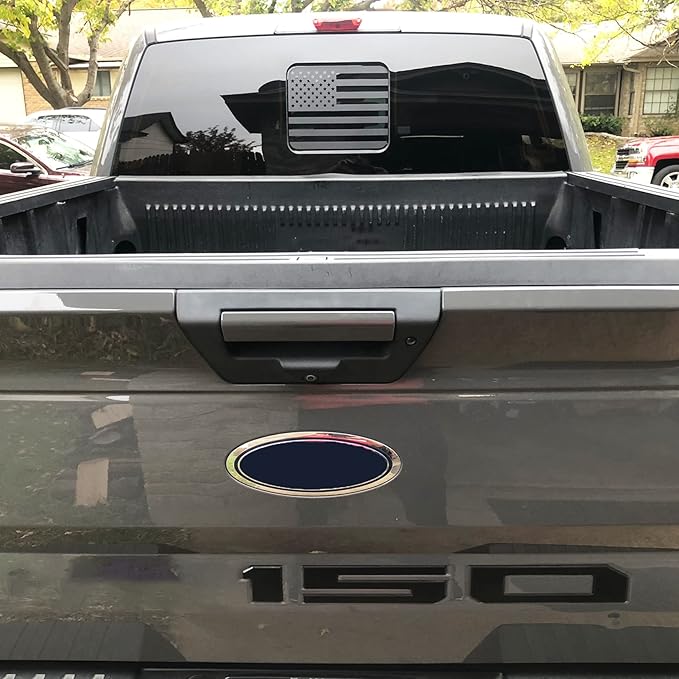 for Ford F150 F250 F350 2015– 2023 2024 2025 2026 Rear Middle Window American Flag Decal, Matte Black USA Flag Sticker for Truck Back Glass, Patriotic Vinyl Decal for Ford Raptor Accessories