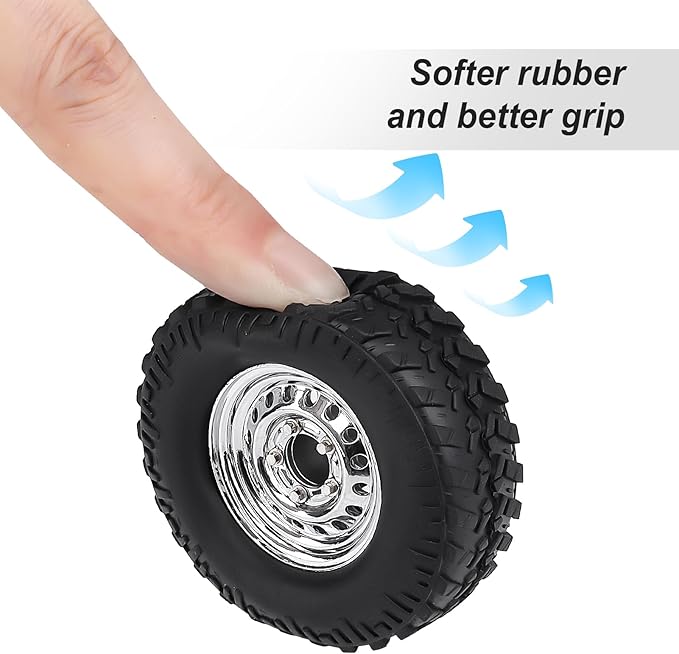 HobbyPark 1.0 Beadlock Wheels and Tires Negative Offset Stamped Steel 1.0" Wheels 1.0 Beadlocks for 1/24 1/18 RC Crawler TRX4M SCX24 FCX24 Upgrades Parts Soft Rubber Good Grip (w/52x20mm Tires A)