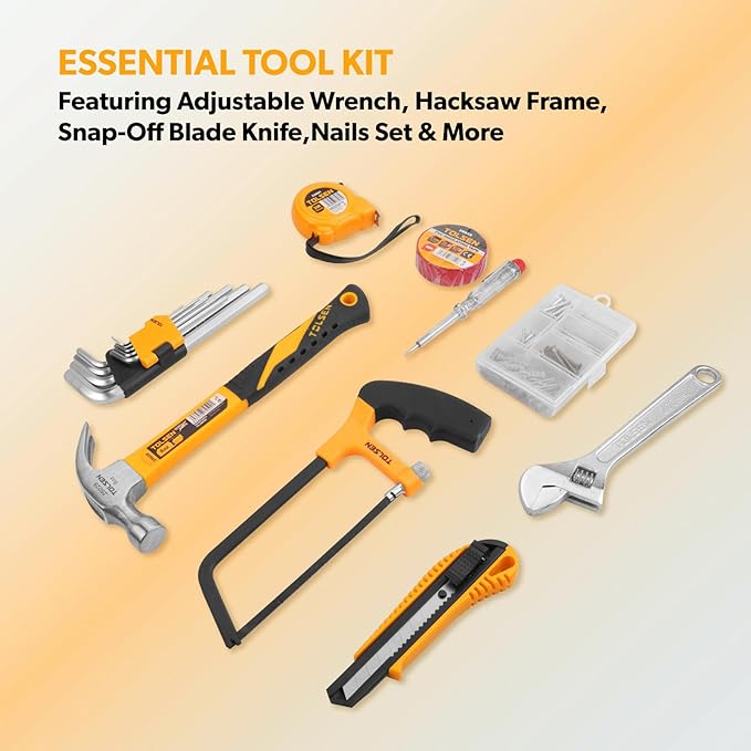 TOLSEN 119 Pieces Tool Set for Home Maintenance and Daily Use, General Household Hand Tool kit with Plastic Storage Toolbox, Home Tool Kits for All Purpose