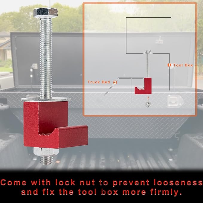 Aluminum Truck Tool Box Tie Down Mounting Kit - Red - Set of 4
