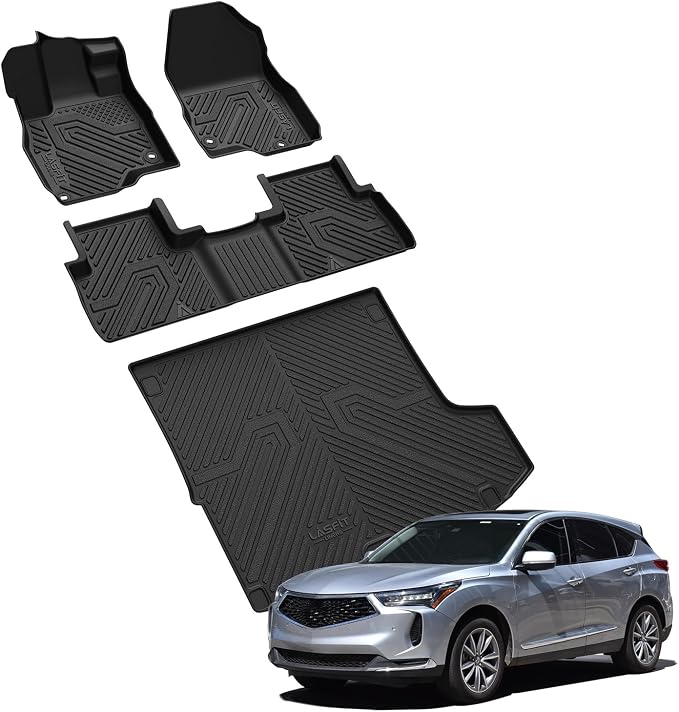 LASFIT Floor Mats & Trunk Cargo Liner for Acura RDX 2019-2026 SUV, Custom Fit All Weather TPE Floor Liners, 1st & 2nd Row Cargo Mat Set, Black