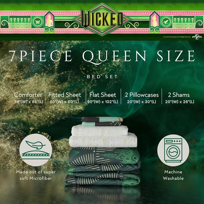 Collectibles Wicked Lux Bedding 7 Piece Super Soft Reversible Comforter and Sheet Set with Sham, Queen, (Officially Licensed Product) by Franco