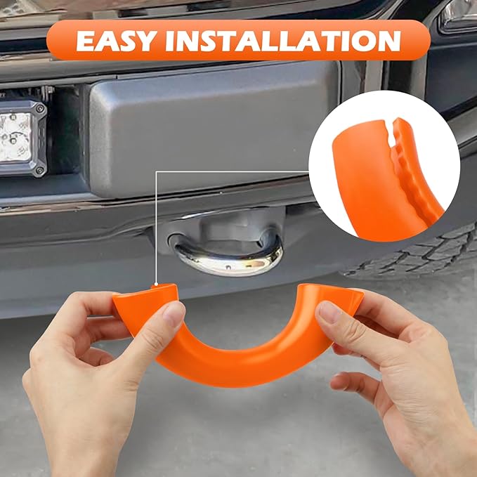 Tow Hook Covers for Ford F150 2004-2026 Bronco Base/Big Bend/Outer Banks 2021-2026 Compatible with Toyota Tundra Accessories 2017-2021|(Bright Orange).