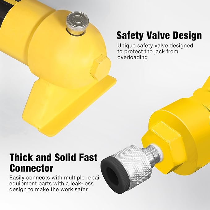 YELLOW JACKET 4 ton Hydraulic Ram Jack Pusher Puller Auto Body Frame Repair Tool Porta Power Kit with Blow Mold Carrying Storage Case for Car Repair,Truck,Farm