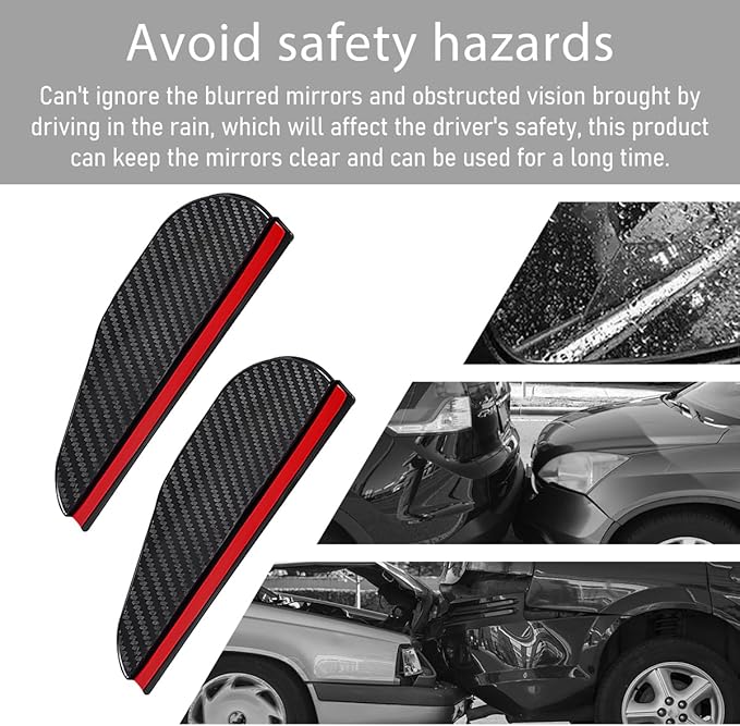 Wevdn 2 PCS Mirror Rain Visor Eyebrow, Waterproof PVC Auto Exterior Rear View Mirror Rain Visor Guard, Rainproof Side Mirror Rain Visor Eyebrow Cover for SUV Truck, Car Accessories (Carbon Fiber)