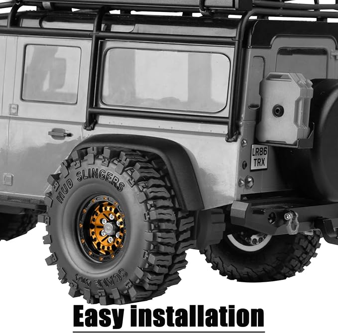 1.0 RC Wheels RC Truck Tires for 1/18 1/24 TRX4M,SCX24,FCX24 RC Crawler,Alloy 1.0‘’ Beadlock RC Truck Tires RC Wheels (4pcs Gold)