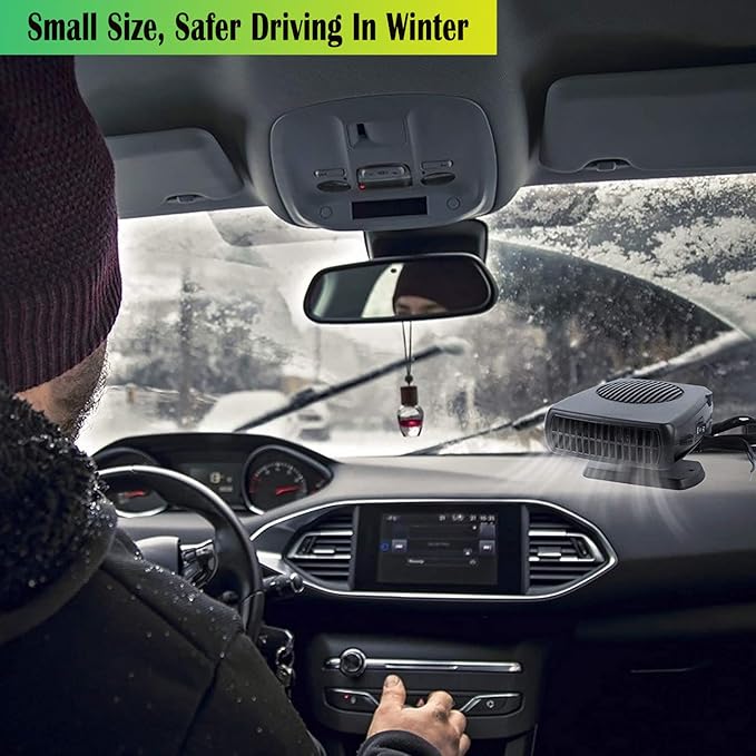 Car Heater,Portable Car Heater for Vehicle, 12V Car Heater Portable, Portable Heater for Car, 360° Rotatable Car Defroster Windshield Heater 12v Car Heater That Plugs Into Cigarette Lighter(black)