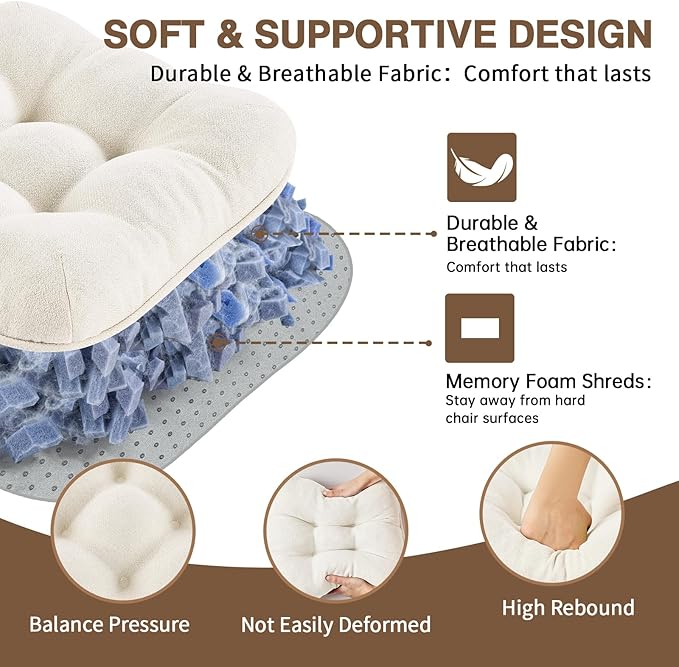 BETU White Chair Cushions for Dining Chairs Set of 4,3.5" Thick Kitchen Table Chair Pads with Ties,Non Slip Backing and Covers, Seat Cushion for Dining Room,Bar,Patio Chairs,15.5"X15.5"X3.5",White