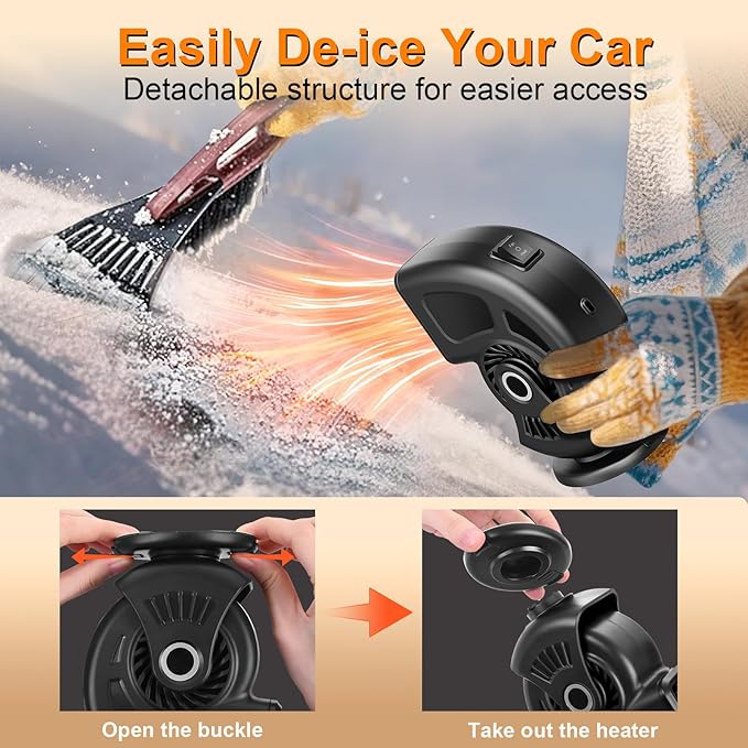 Car Heater,12V Portable Heaters for Car,Plugs into Cigarette Lighter,360° Adjustable Fast Heating Auto Car Window Defroster Windshield Defogger,2 in 1 Heating & Cooling Automobile Heater(Black)