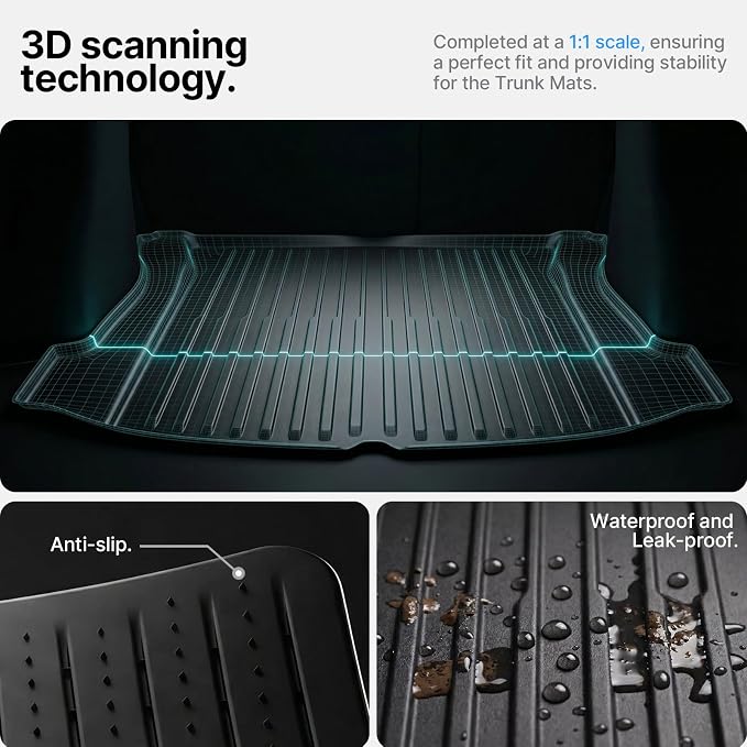 All Weather Cargo Liners for Tesla Model 3 Trunk Mats,Front Frunk and Rear Trunk Tray Mats Protector 2021 2022 2023 Accessories