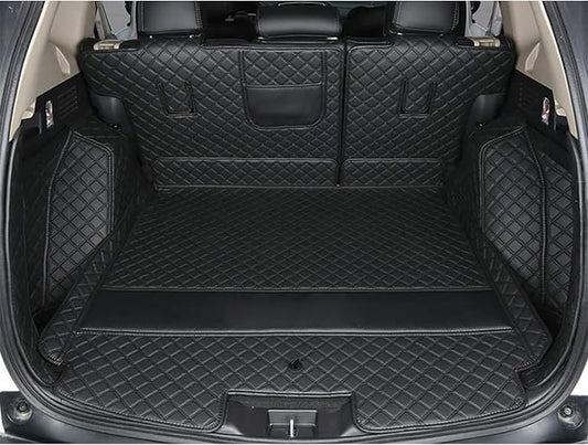 Trunk Liner Cargo Mats Custom fit 95% Car Models Car Trunk Mats All Weather, Full Coverage Protective -Black with Black Stitching