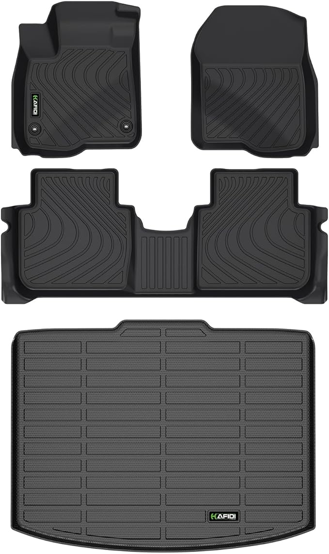 HAFIDI® Floor Mats & Cargo Liner Set Fit for 2023 2024 2025 2026 Honda CRV (Not fit CRV Hybrid Models) All Weather Protection TPE Anti-Slip Automotive Full Set Floor Liners Custom Accessories - Black