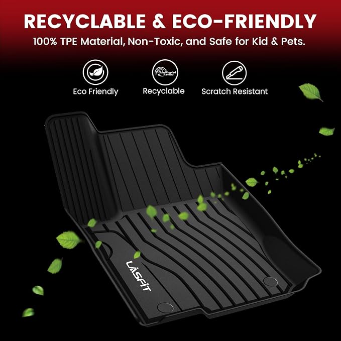 LASFIT Floor Mats for Mercedes Benz GLE 2016-2019 & ML Class 2012-2015 350/400 /63 AMG S, All Weather TPE Floor Liners Custom Fit GLE & ML Car Mats, 1st & 2nd Row, Black