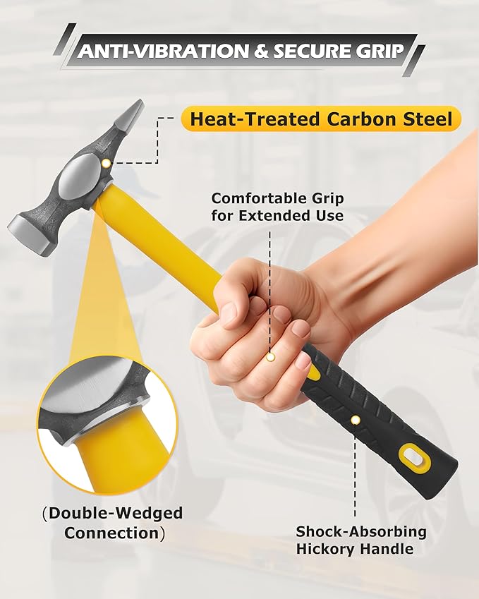 DAYUAN 7Pcs Auto Body Repair Kit, Craft Panel Beating Hammer and Dolly Set Hammer Dent Body Fender Tool