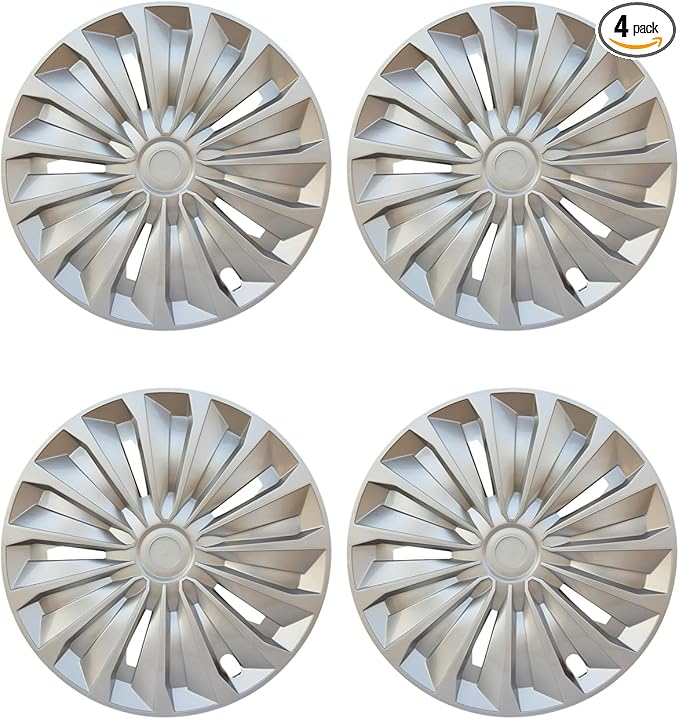 ABX Hubcaps,16 inch hubcaps Set of 4, Wheel Rim Cover ABS Material, Snap On Car Truck SUV Replacement, for Toyota Camry Nissan Mazda etc, Silver