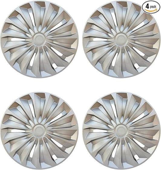 ABX Hubcaps,16 inch hubcaps Set of 4, Wheel Rim Cover ABS Material, Snap On Car Truck SUV Replacement, for Toyota Camry Nissan Mazda etc, Silver