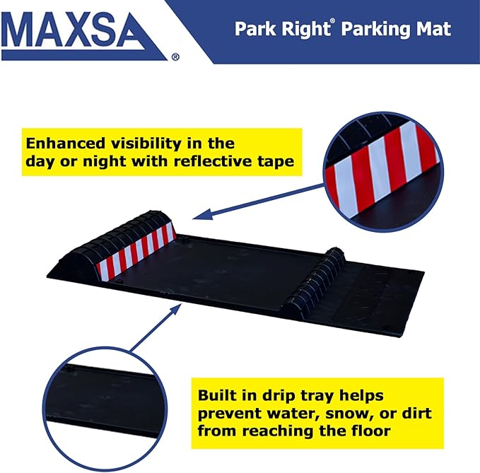 Maxsa 37358-RS Park Right 21" x 11" x 2" Parking Mat, Black, Amazon Exclusive