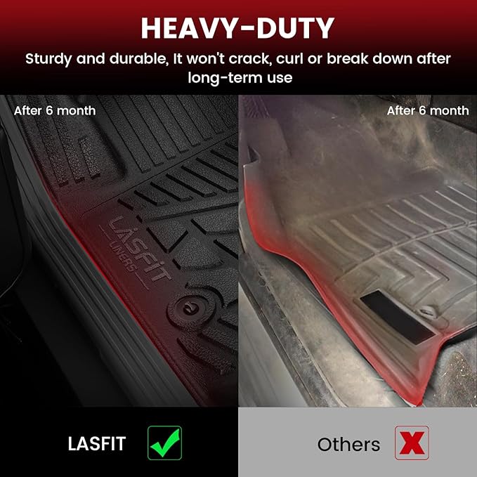 LASFIT Floor Mats for Chevrolet Chevy Colorado/GMC Canyon Crew Cab 2023 2024 2025 2026 (Fit Carpet Floor), All Weather TPE Custom Fit Floor Mats for Cars, 1st and 2nd Row Car Floor Mats Full Set