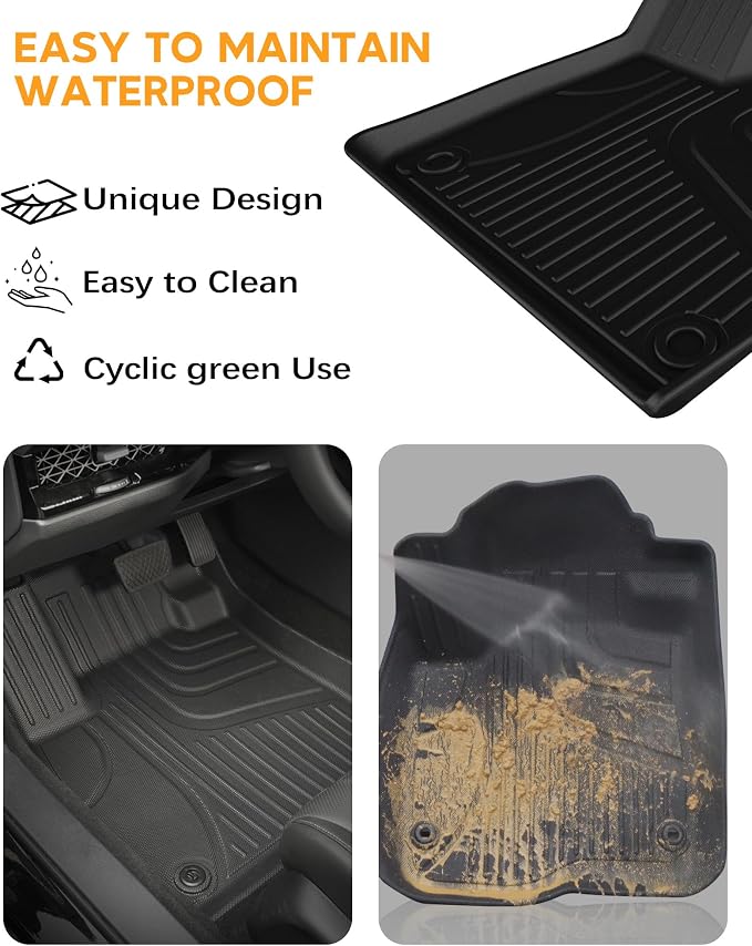 Floor Mats & Trunk Mat for Honda Civic Sedan 2016-2021 - AOMSAZTO All Weather TPE Custom Fit Floor Liners for Civic Si 2017 2018 2019 2020 2021 1st & 2nd Row & Cargo Liner Full Set, Black