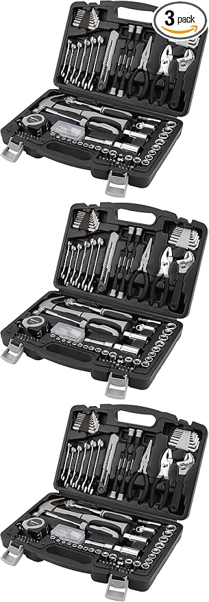 AmazonBasics 131-Piece General Household Hand Tool Set (Pack of 3)