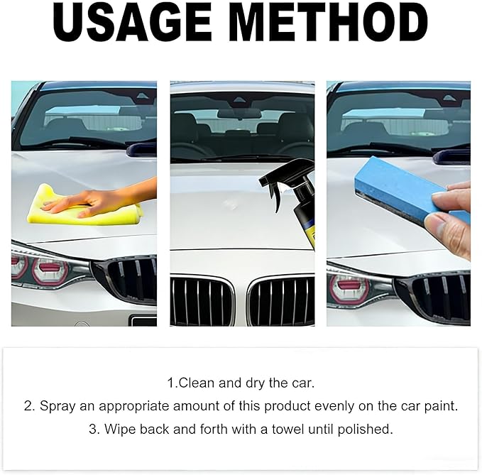 500 ML Car Coating Spray, Quick Effect CoatingAgent,Quickly Coat Car Wax Spray,Scratch Wax Polish Waterless Wash, OilFilm Emulsion Glass Cleaner Z/Q