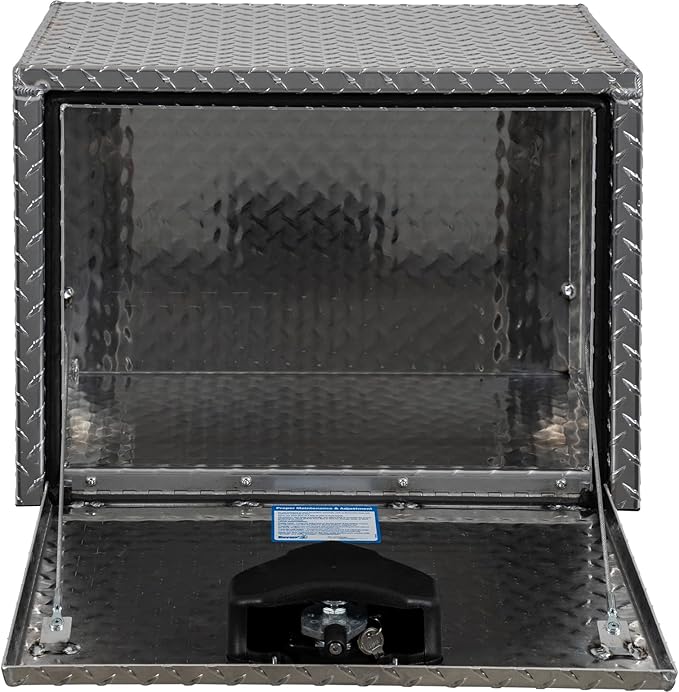 Buyers Products 1705100 Diamond Tread Aluminum Underbody Truck Tool Box, 18 x 18 x 24, Made in USA, .100 in. Thick, Corrosion Resistant, Locking Compression Latch, Secure Storage for Work Trucks