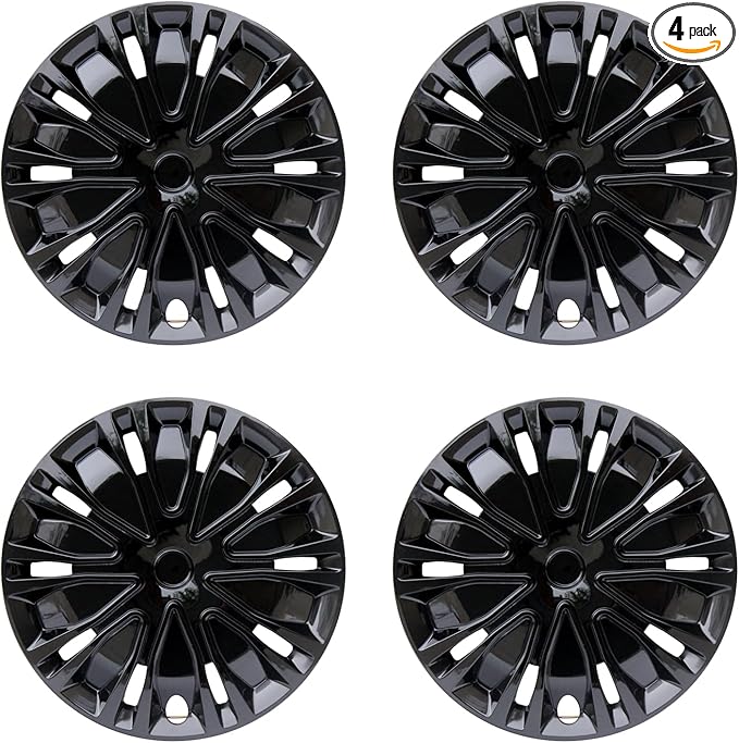 Hubcap Wheel Cover Replacement R14 Hub Caps Universal-Fit Steel Wheel Rim Cover ABS Material Exterior Accessories for Car Truck SUV -Set of 4（14-inch，Black）