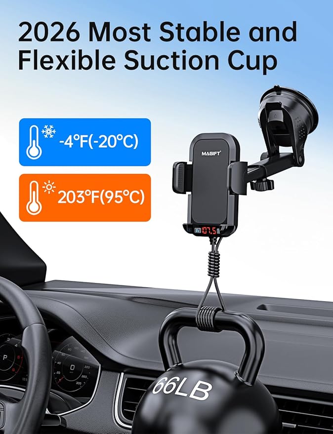 Bluetooth Car Adapter 3 in 1 FM Transmitter Car Radio Bluetooth Transmitter with Phone Holder, PD 36W Fast Charging, Strong Microphone, HiFi Bass Sound, Hands-Free Call, Support USB/TF Drive