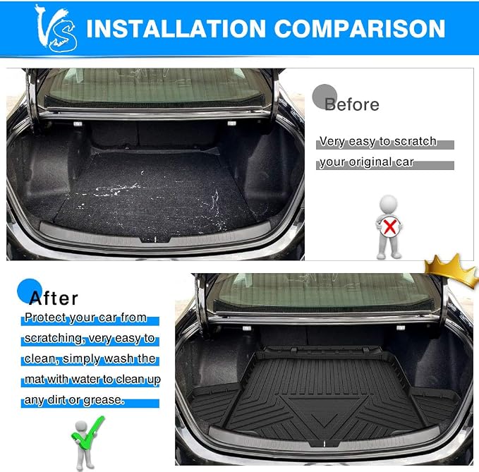 Cartist Cargo Liner Compatible with Chevrolet Malibu 2016 2017 2018 2019 2020 2022 2023 2024 2025 All Weather Trunk Mat Liner for Malibu Accessories Black