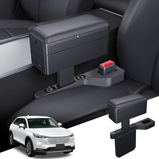 for 2-in-1 Car Armrest & Car Seat Gap Filler - Adjustable Sponge Armrest with 9-Level Height - 15W Wireless Charging & 50W Power Dock - Dual-Layer Car Storage Box - Fits Driver & Passenger