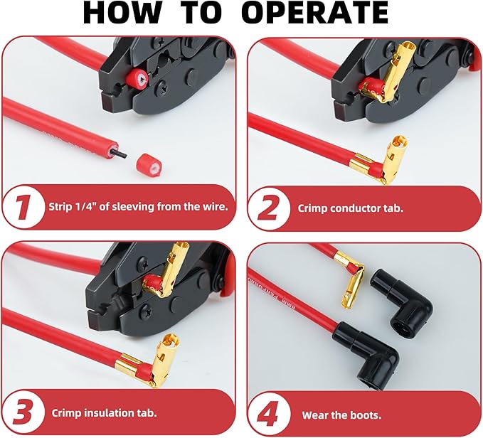 Spark Plug Wire Crimper, Crimping Pliers for Spark Plug Stripping Tool, EM-2048 for Crimping and Stripping Spark Plug Wire, Dia 7.0-8.5mm, Ratchet spark plug wire crimping tool